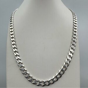 Solid 925 Sterling Silver Cuban Link Chain 24” 62.6g Heavy 8mm